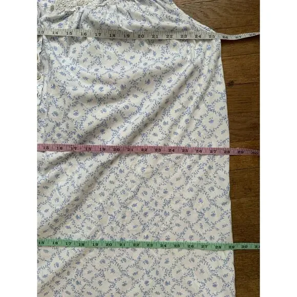 Eileen West Blue & White Floral Cotton Nightgown Size 3X - Picture 9 of 10
